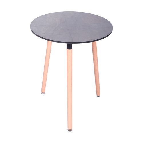 Mesa Redonda Mármol Gris con Patas Marrones Andic