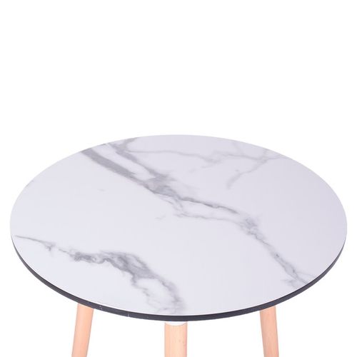 Mesa Redonda Mármol Blanco con Patas de Marrones Andic