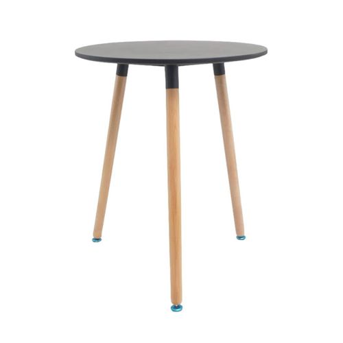 Mesa Redonda Negra con Patas Marrones Andic