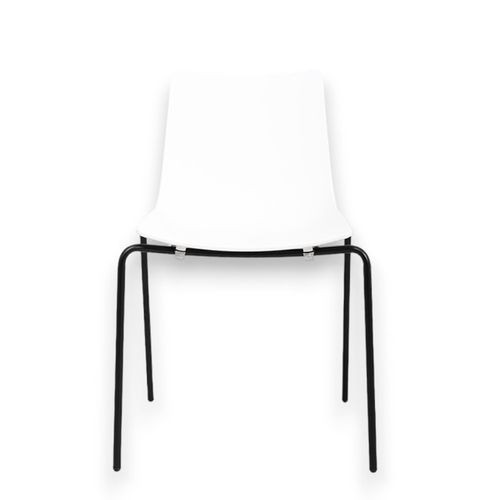 Silla Cuadrada Plástica para Interiores Blanca Patas Negras Andic