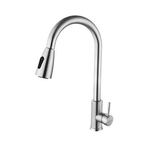 Grifo Curvo Monomando Plateado para Fregadero Aquafina