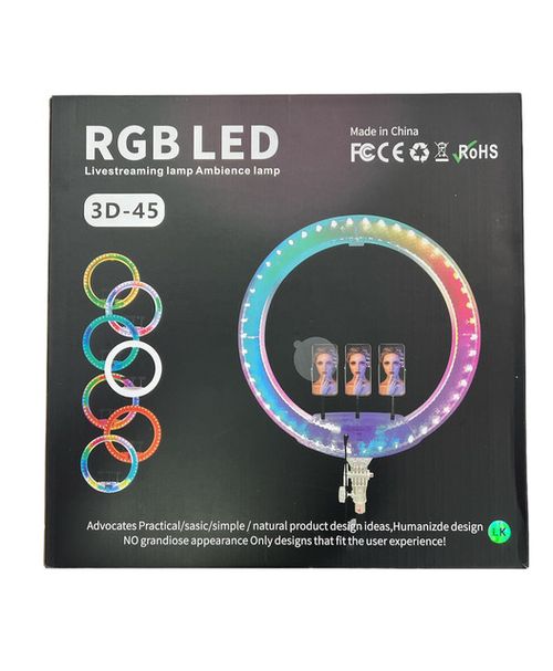 Aro de Luz RGB LED 18" con Control Remoto y Trípode AS Electronic