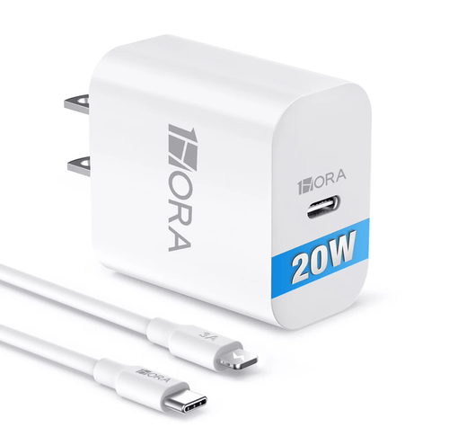 Cargador con Cable USB-C a Lightning 20W 1Hora