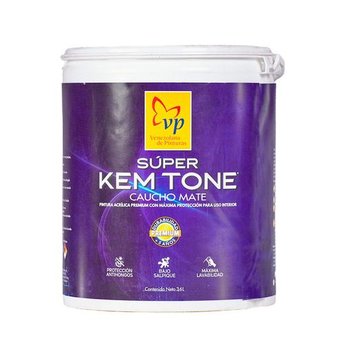 Pintura Súper Kem Tone de Caucho Mate Blanco Intenso