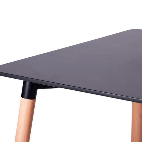 Mesa Auxiliar Cuadrada Negra con Patas Marrones Andic