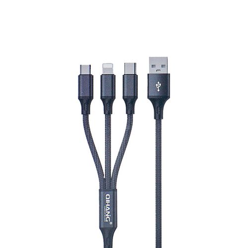 Cable 3 en 1 V8 USB a USB-C/Lightning/MicroUSB 1.2m
