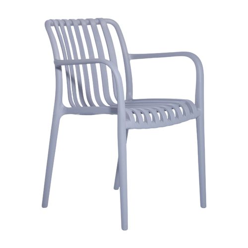 Silla para Exteriores con Posabrazos Cuadrada de Rayas Gris Claro Andic