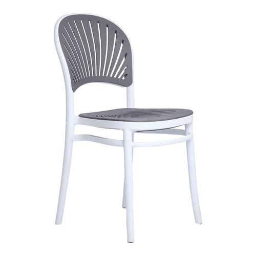 Silla para Exteriores Redonda de Rayas Blanca con Gris Andic
