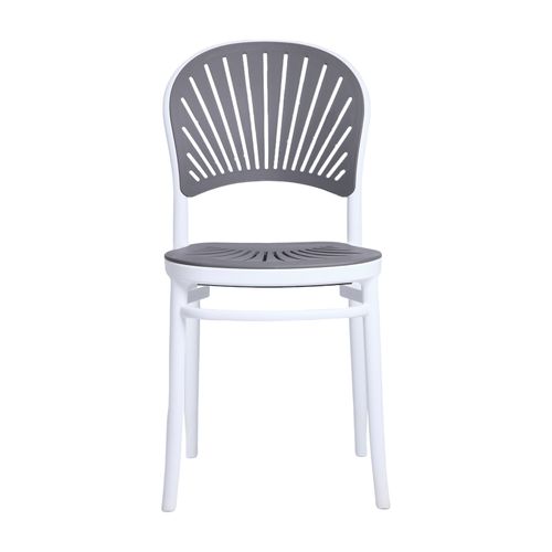 Silla para Exteriores Redonda de Rayas Blanca con Gris Andic