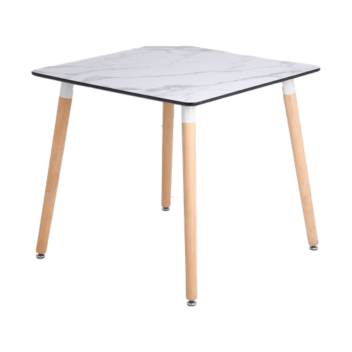 Mesa Cuadrada Diseño Mármol con Patas de Madera Andic BV22