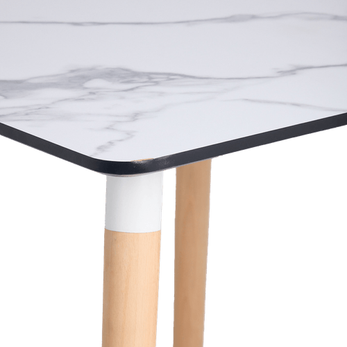 Mesa Cuadrada Diseño Mármol con Patas de Madera Andic BV22