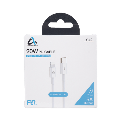 Cable USB-C a Lightning Iphone 1.2 m AS Electronic