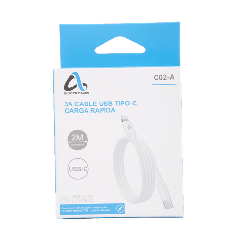 Cable USB-C a Lightning iPhone 2m AS Electronic