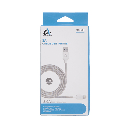 Cable USB a Lightning iPhone 3m AS Electronic