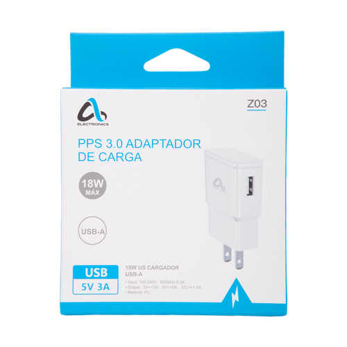 Adaptador de Carga USB-A 18W AS Electronic