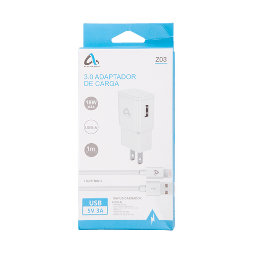 Cargador USB a Lightning iPhone 18W AS Electronic