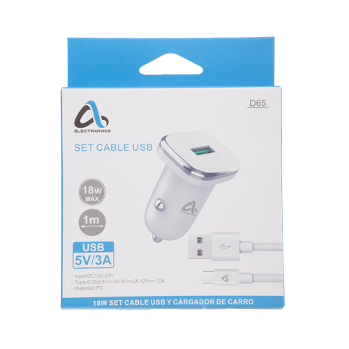 Set de Cargador para Auto y Cable USB a Micro-USB AS Electronic