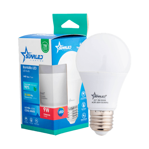 Bombillo LED 9W A60 Luz Fría Starled
