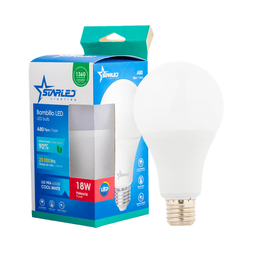 Bombillo LED 18W A80 Luz Fría Starled