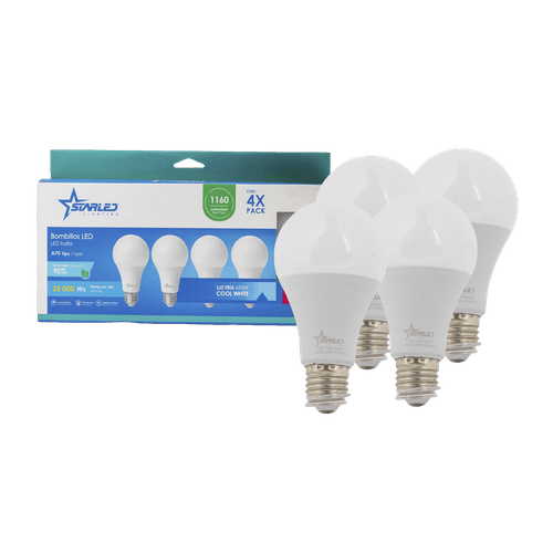Set de Bombillos LED 15W A70 Luz Fría 4 Pzas Starled