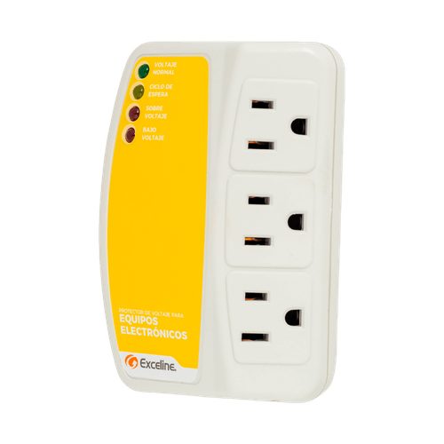Protector de Voltaje para Equipos Eléctricos 3 Tomas 120V Exceline