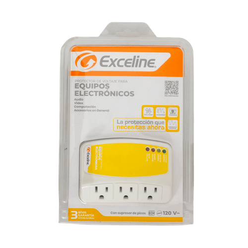 Protector de Voltaje para Equipos Eléctricos 3 Tomas 120V Exceline