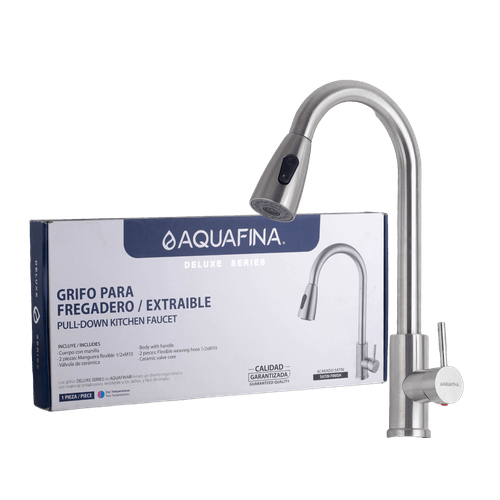 Grifo Curvo Monomando Extraíble para Fregadero Aquafina A-8301