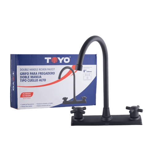 Grifo Curvo para Fregadero 8" Doble Llave Toyo