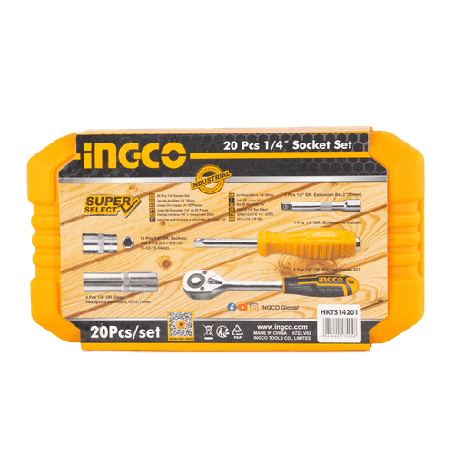 Juego de Socket 20 Piezas 1/4'' Ingco