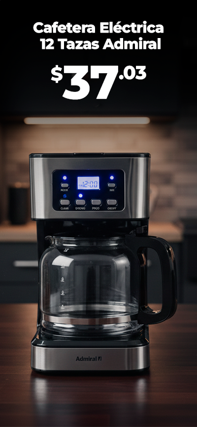 Cafetera eléctrica digital Admiral de 12 tazas, ideal para preparar café en casa fácilmente
