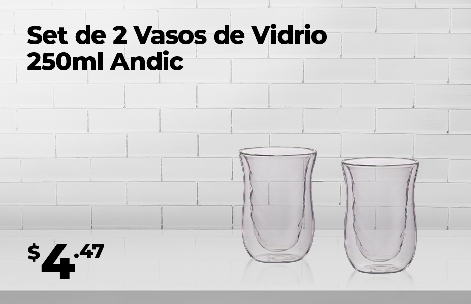 Set de 2 Vasos de Vidrio 250ml Andic