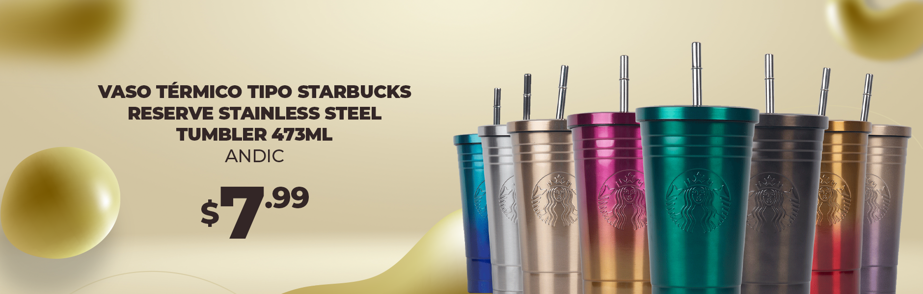 Vaso Térmico Tipo Starbucks Reserve Stainless Steel Tumbler 473ml Andic