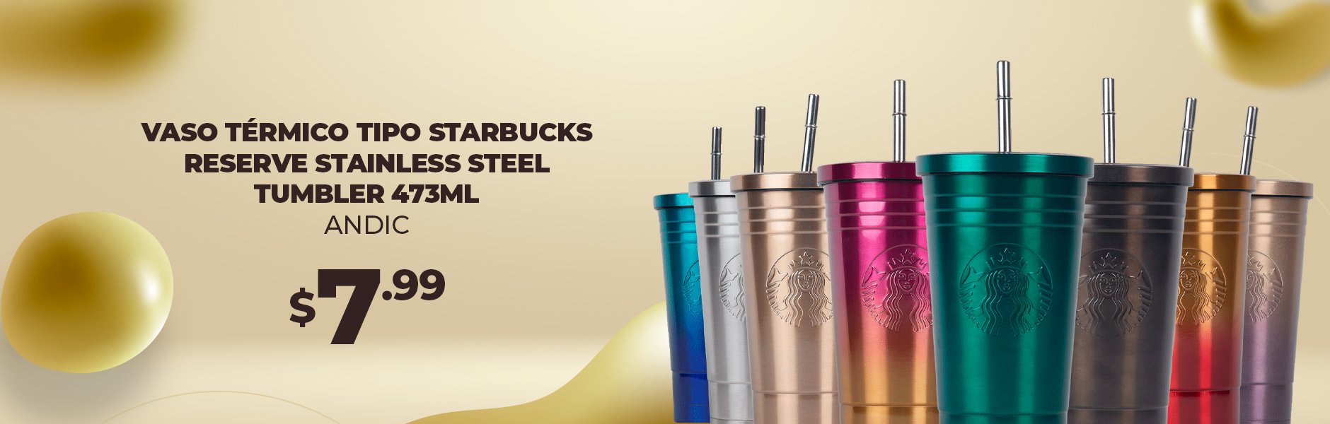 Vaso Térmico Tipo Starbucks Reserve Stainless Steel Tumbler 473ml Andic