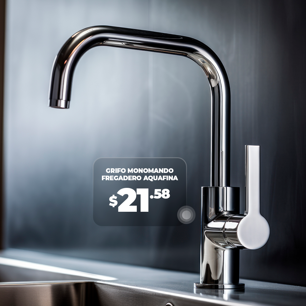Grifo Cuadrado Monomando Plateado para Fregadero Aquafina