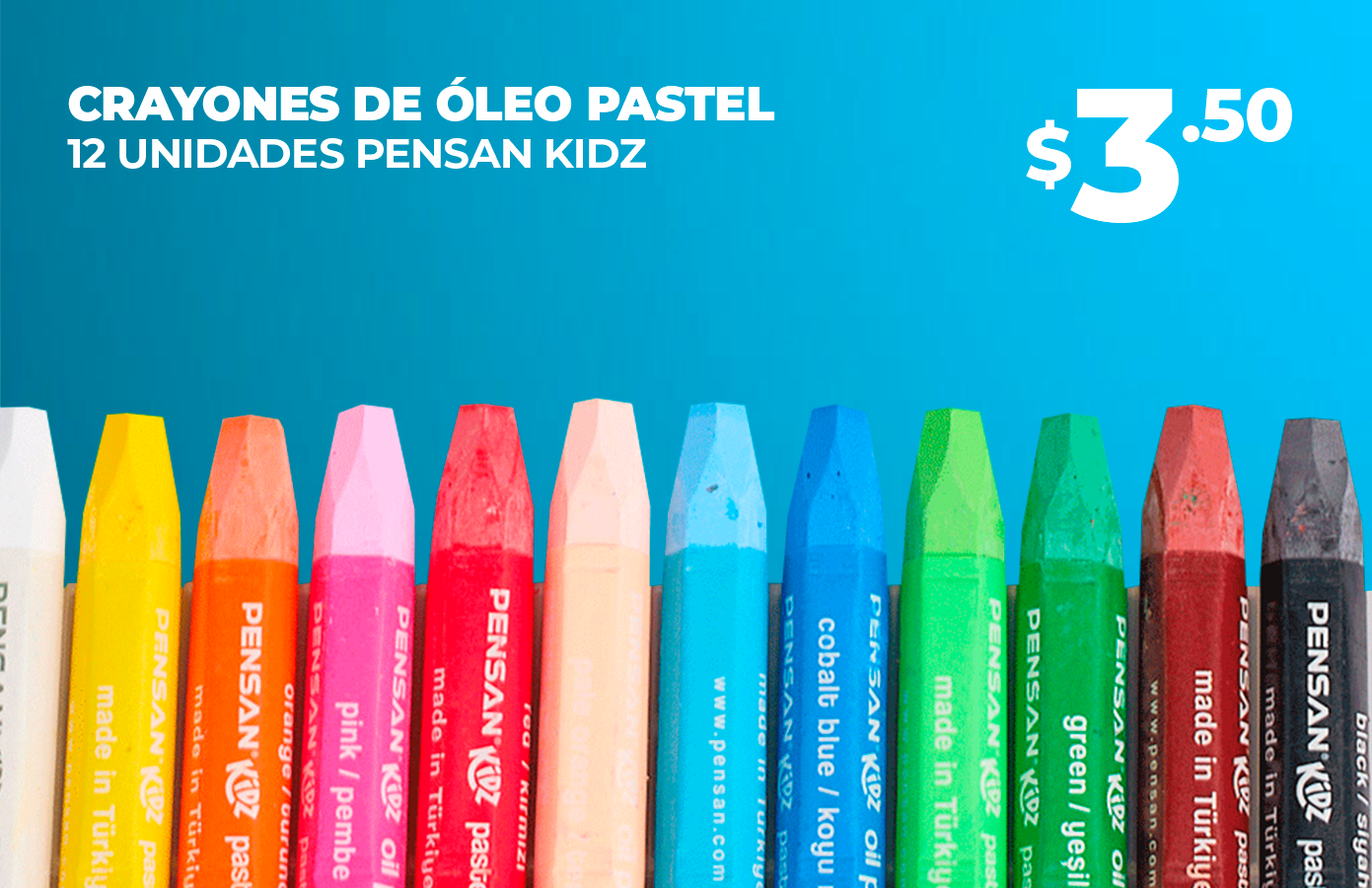 Crayones de Óleo Pastel 12 Unidades Pensan Kidz