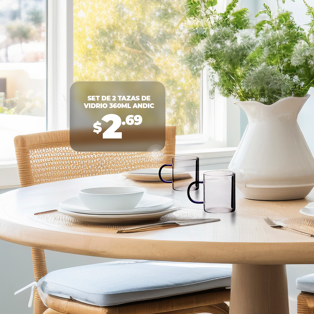 Set de 2 Tazas de Vidrio 360ml Andic