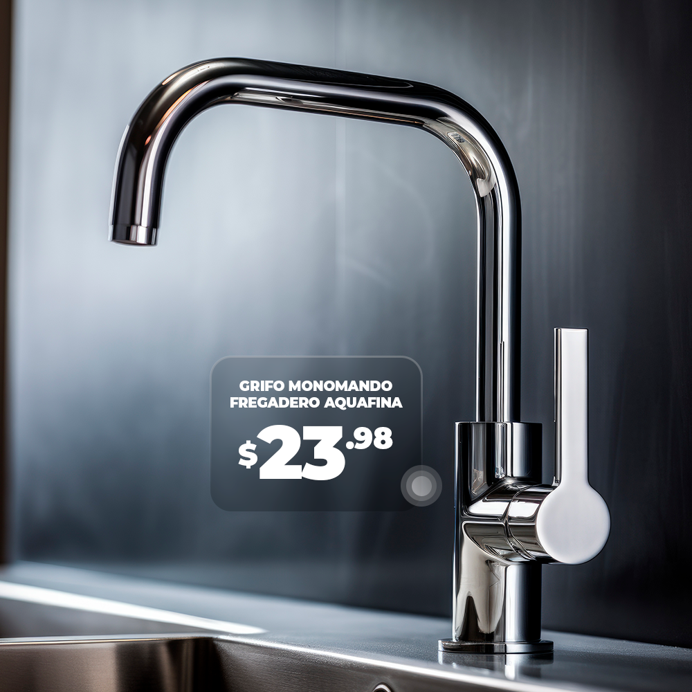 Grifo Cuadrado Monomando Plateado para Fregadero Aquafina