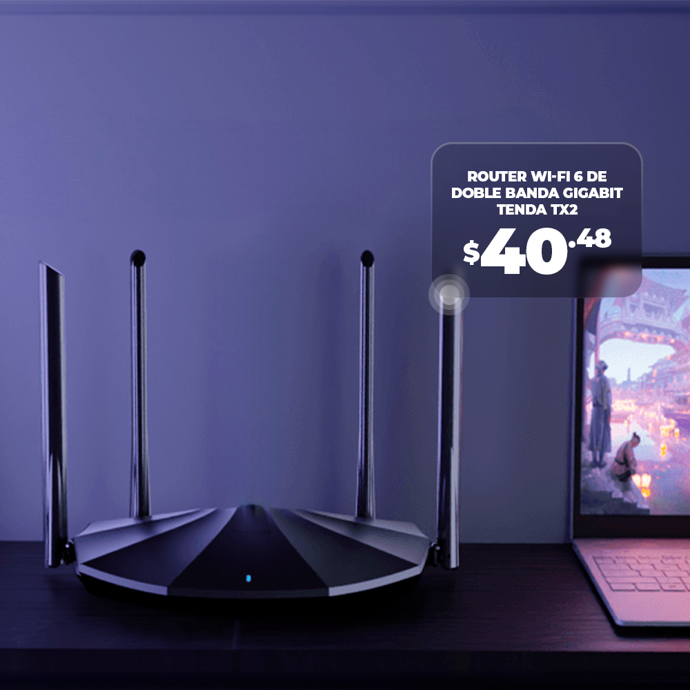 Router Wi-Fi 6 de Doble Banda Gigabit 4 Antenas Tenda TX2